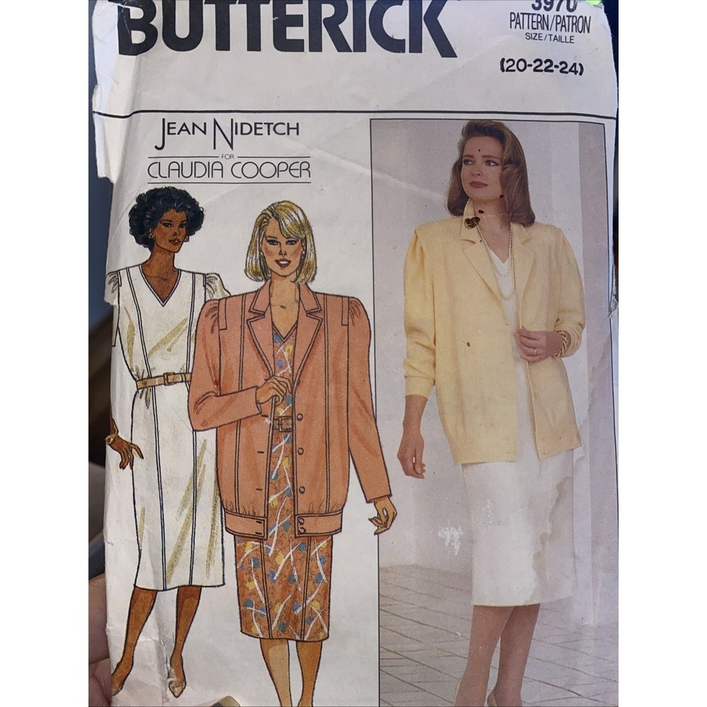 Vintage 1986 Butterick 3970 Jean Nidetch Jacket Dress Pattern Size 20-24 Uncut